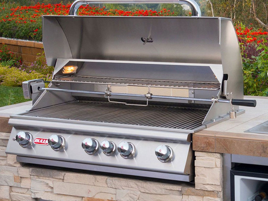 Bull Brahma 38-Inch 5-Burner Built-In Gas Grill With Rear Infrared Burner & Rotisserie Kit