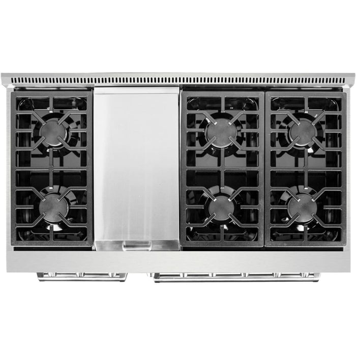 NXR AKD4807 48" Dual Fuel Range with 6 Dual Power Burners and Cast Iron Grates - Stainless Steel