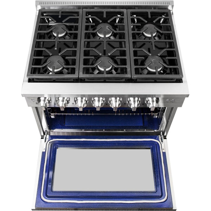 NXR AKD3605 36" Dual Fuel Range with 6 Dual Power Burners and Cast Iron Grates - Stainless Steel