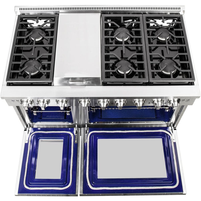 NXR AKD4807 48" Dual Fuel Range with 6 Dual Power Burners and Cast Iron Grates - Stainless Steel