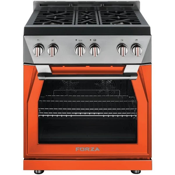 Forza 30-Inch 5.2 cu. ft. Stainless Steel Pro-Style Gas Range in Ardente Orange