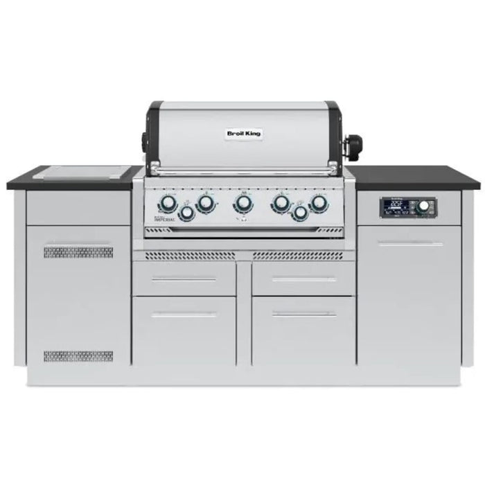 Broil King Imperial QS 590i 5 Burner Natural Gas Grill Center w/ Infrared Side Burner & Rotisserie Kit - 698887