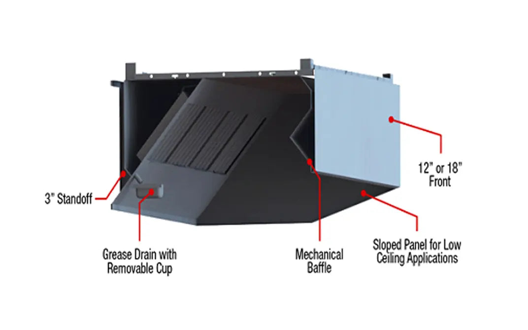 CaptiveAire 4ft SND-2 Series Stainless Steel Sloped Wall Canopy Hood (4212SND-2 - 4)