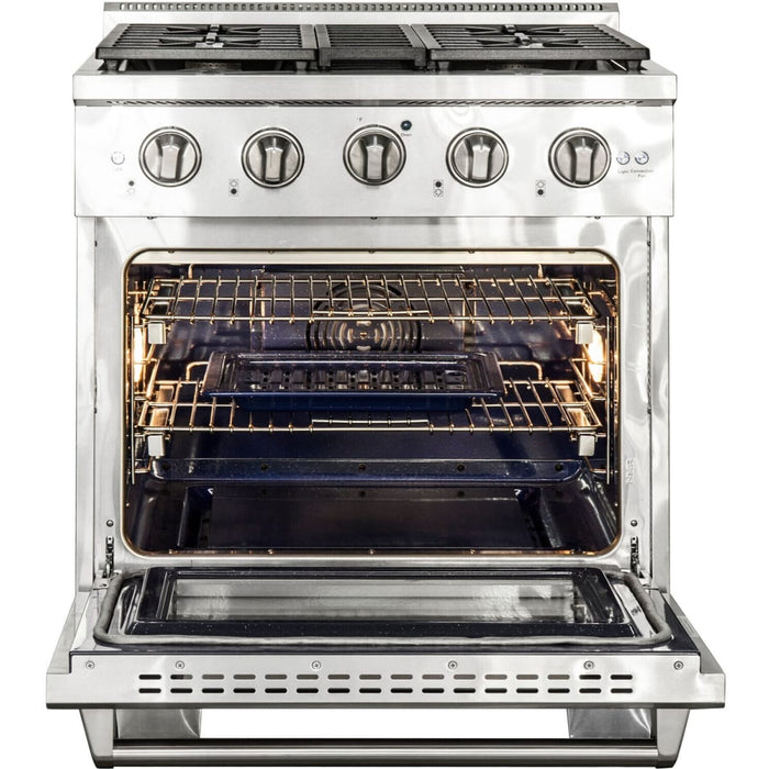 NXR AKD3001 30" Dual Fuel Range with 4 Dual Power Burners and Cast Iron Grates - Stainless Steel