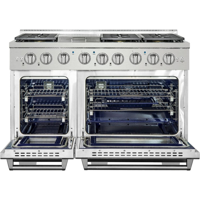 NXR AKD4807 48" Dual Fuel Range with 6 Dual Power Burners and Cast Iron Grates - Stainless Steel