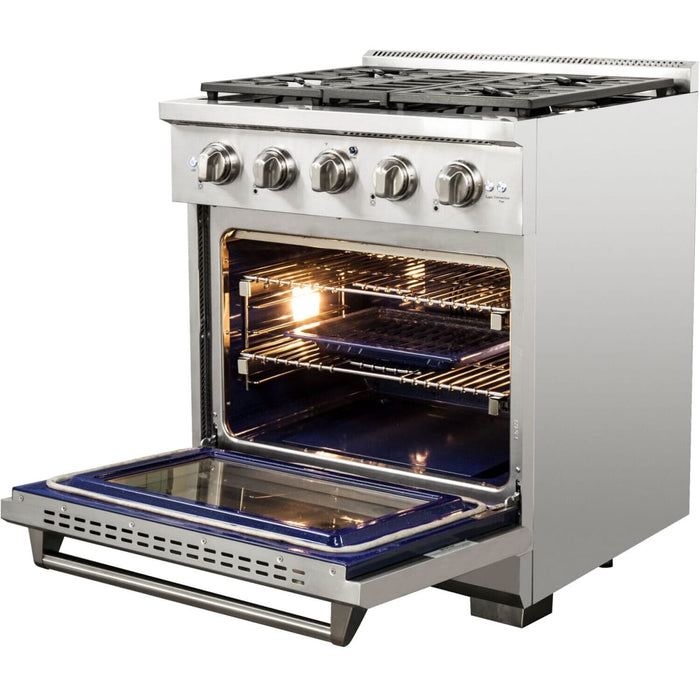 NXR AKD3001 30" Dual Fuel Range with 4 Dual Power Burners and Cast Iron Grates - Stainless Steel