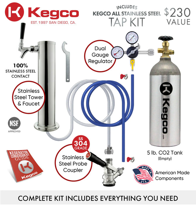 Kegco 15" Wide Single Tap Stainless Steel Commercial Kegerator