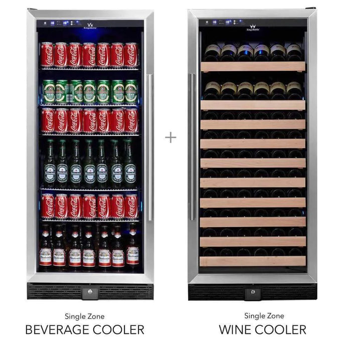 Kingsbottle 56" Upright Wine And Beverage Refrigerator Combo With Glass Door