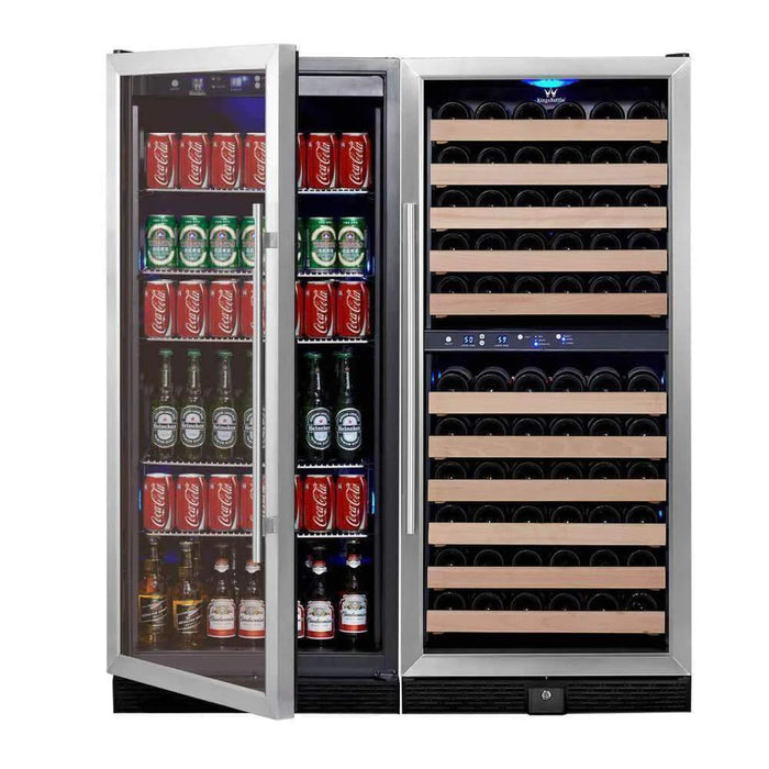 Kingsbottle 56" Upright Wine And Beverage Fridge Center Cabinet Freestanding