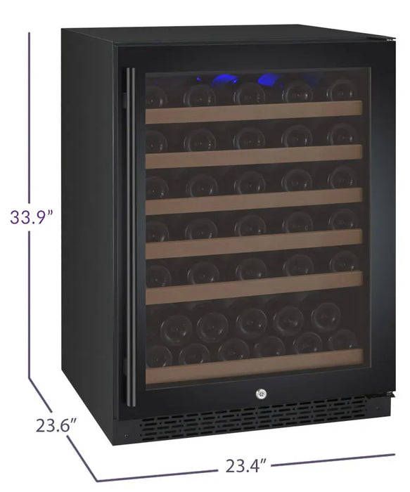 Allavino 24" Wide FlexCount II Tru-Vino 56 Bottle Single Zone Black Right Hinge Wine Refrigerator