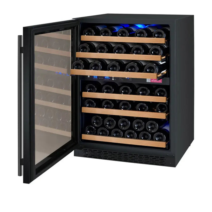 Allavino 24" Wide FlexCount II Tru-Vino 56 Bottle Dual Zone Black Left Hinge Wine Refrigerator