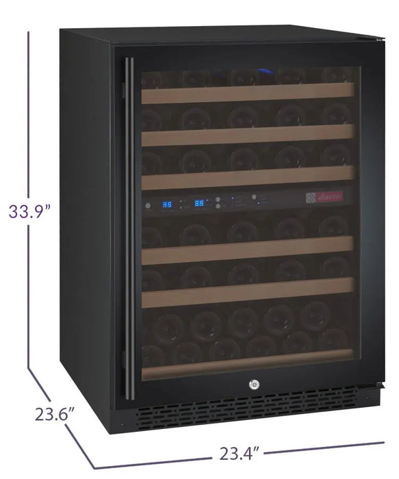 Allavino 24" Wide FlexCount II Tru-Vino 56 Bottle Dual Zone Black Right Hinge Wine Refrigerator