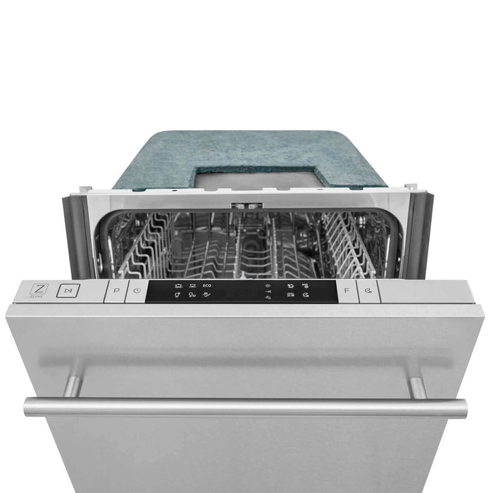 ZLINE 18 in. Compact Fingerprint Resistant Top Control Built-In Dishwasher with Stainless Steel Tub and Modern Style Handle, 52dBa (DW-SN-18)