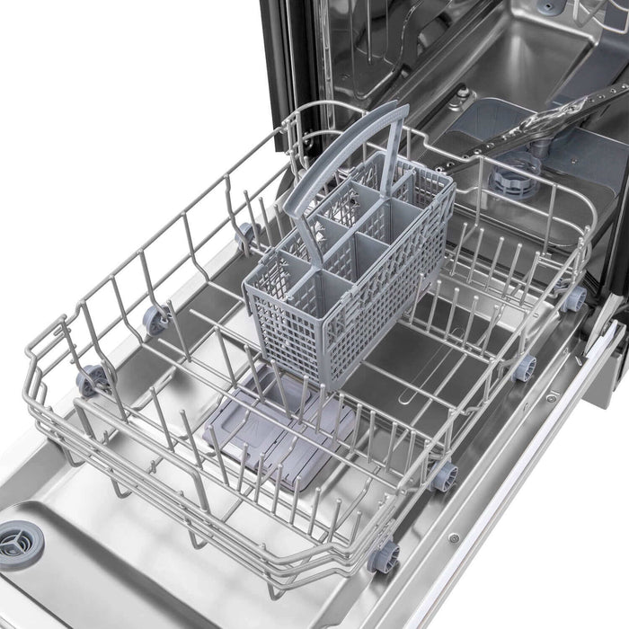 ZLINE 18 in. Compact Fingerprint Resistant Top Control Built-In Dishwasher with Stainless Steel Tub and Modern Style Handle, 52dBa (DW-SN-18)