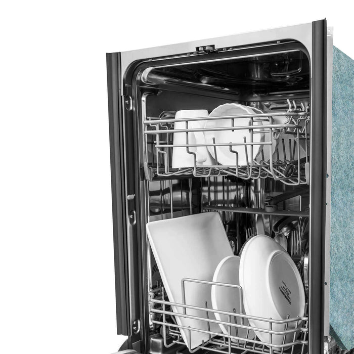 ZLINE 18 in. Compact Fingerprint Resistant Top Control Built-In Dishwasher with Stainless Steel Tub and Modern Style Handle, 52dBa (DW-SN-18)