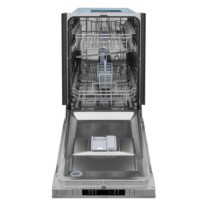 ZLINE 18 in. Compact Fingerprint Resistant Top Control Built-In Dishwasher with Stainless Steel Tub and Modern Style Handle, 52dBa (DW-SN-18)