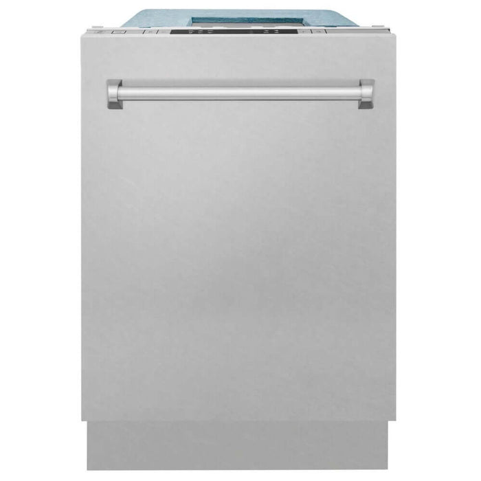 ZLINE 18 in. Compact Fingerprint Resistant Top Control Built-In Dishwasher with Stainless Steel Tub and Traditional Style Handle, 52dBa (DW-SN-H-18)