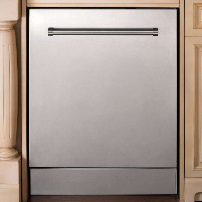 ZLINE 24 in. Fingerprint Resistant Top Control Built-In Dishwasher with Stainless Steel Tub and Traditional Style Handle, 52dBa (DW-SN-H-24)