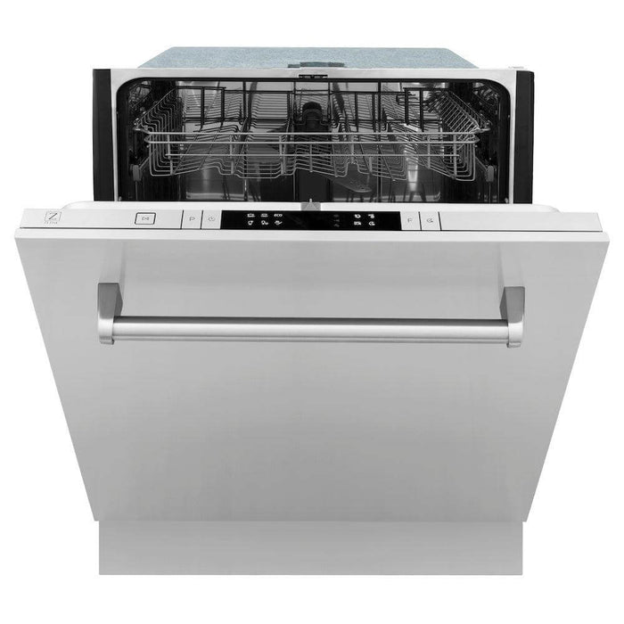 ZLINE 24 in. Stainless Steel Top Control Built-In Dishwasher with Stainless Steel Tub and Traditional Style Handle, 52dBa (DW-304-H-24)