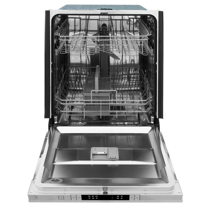 ZLINE 24 in. Stainless Steel Top Control Built-In Dishwasher with Stainless Steel Tub and Traditional Style Handle, 52dBa (DW-304-H-24)