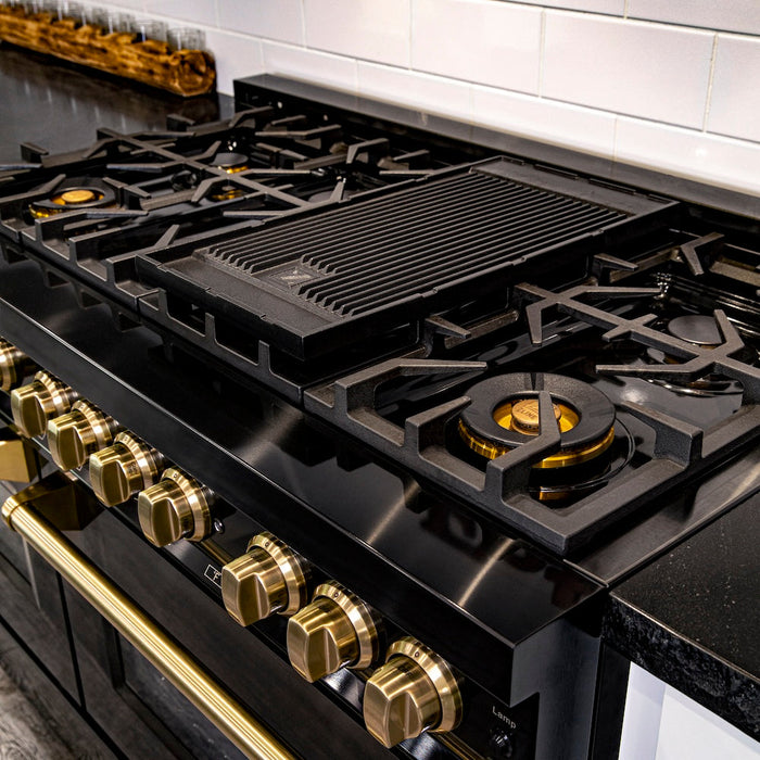 ZLINE 36 in. Porcelain Gas Rangetop with 6 Gas Brass Burners and Griddle (RT-BR-GR-36)