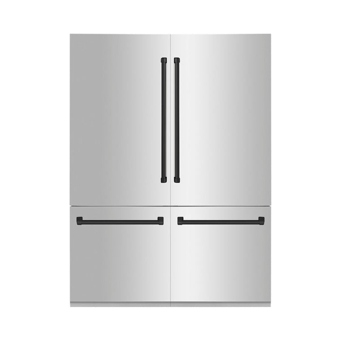 ZLINE 60 in. Autograph Edition 32.2 cu. ft. Built-in 4-Door French Door Refrigerator with Internal Water and Ice Dispenser in Stainless Steel with Matte Black Accents (RBIVZ-304-60-MB)