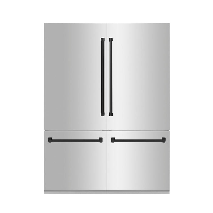 ZLINE 60 in. Autograph Edition 32.2 cu. ft. Built-in 4-Door French Door Refrigerator with Internal Water and Ice Dispenser in Stainless Steel with Matte Black Accents (RBIVZ-304-60-MB)