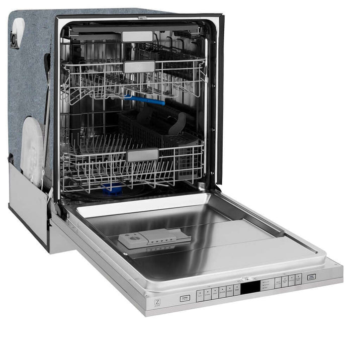 ZLINE 24 in. Monument Series 3rd Rack Top Touch Control Dishwasher in Custom Panel Ready with Stainless Steel Tub, 45dBa (DWMT-24)