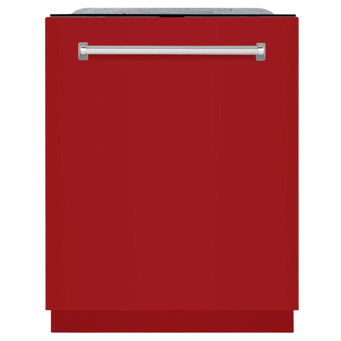 ZLINE 24 in. Monument Series 3rd Rack Top Touch Control Dishwasher in Red Gloss with Stainless Steel Tub, 45dBa (DWMT-RG-24)