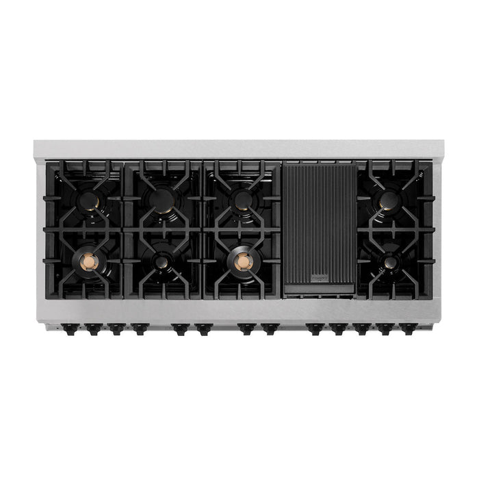 ZLINE Autograph Edition 60 in. 7.4 cu. ft. Dual Fuel Range with Gas Stove and Electric Oven in DuraSnow® Stainless Steel with Matte Black Accents (RASZ-SN-60-MB)