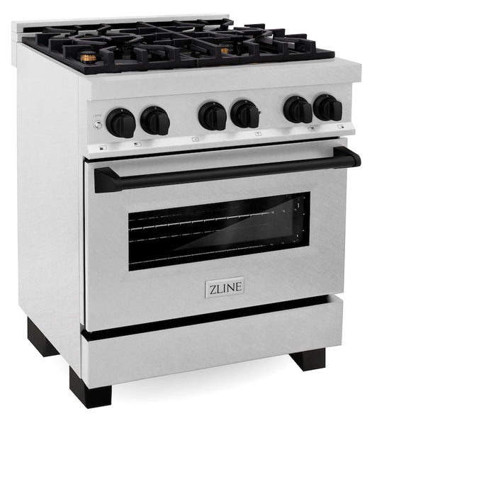 ZLINE Autograph Edition 30 in. 4.0 cu. ft. Dual Fuel Range with Gas Stove and Electric Oven in Fingerprint Resistant Stainless Steel with Matte Black Accents (RASZ-SN-30-MB)