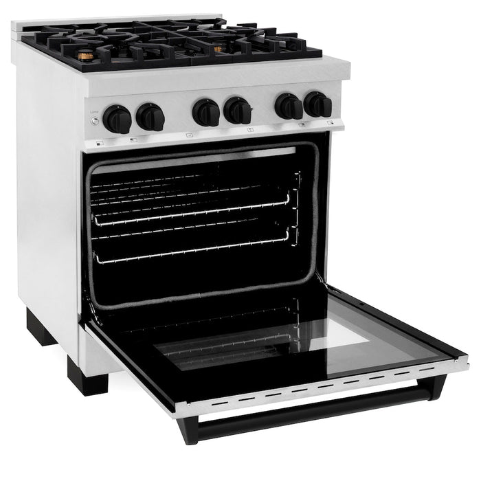 ZLINE Autograph Edition 30 in. 4.0 cu. ft. Dual Fuel Range with Gas Stove and Electric Oven in Fingerprint Resistant Stainless Steel with Matte Black Accents (RASZ-SN-30-MB)