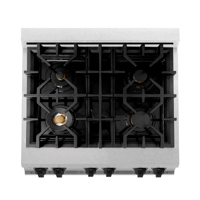 ZLINE Autograph Edition 30 in. 4.0 cu. ft. Dual Fuel Range with Gas Stove and Electric Oven in Fingerprint Resistant Stainless Steel with Matte Black Accents (RASZ-SN-30-MB)