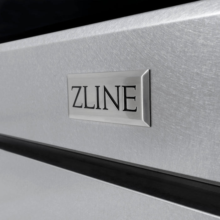 ZLINE Autograph Edition 30 in. 4.2 cu. ft. Paramount Dual Fuel Range with 4 Burner Gas Cooktop and Electric Convection Oven in DuraSnow® Stainless Steel with Polished Gold Accents (SDRSZ-30-G)