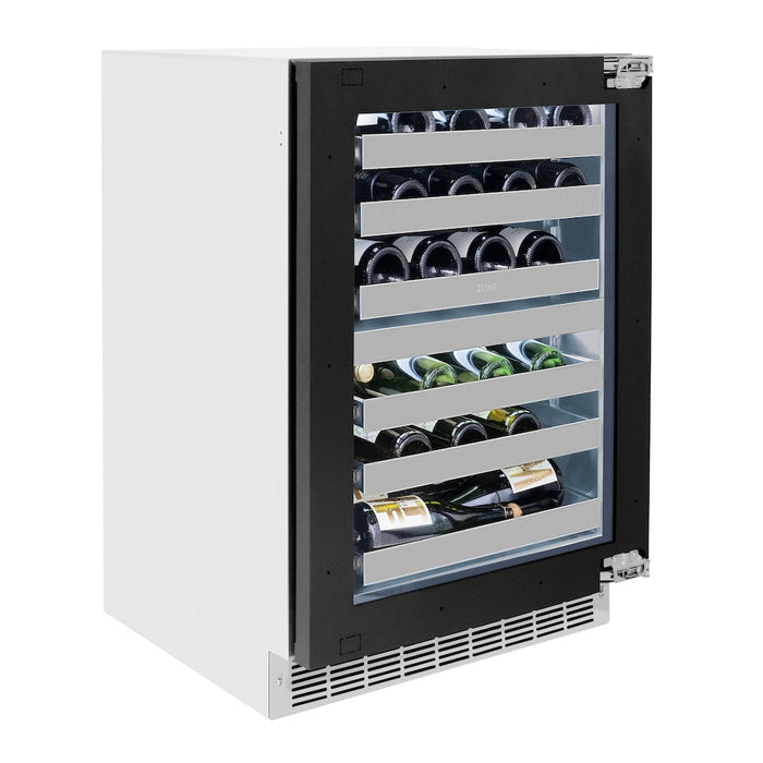 ZLINE Autograph Edition 24 in. Touchstone Dual Zone 44 Bottle Wine Cooler With Panel Ready Glass Door And Polished Gold Handle (RWDPOZ-24-G)