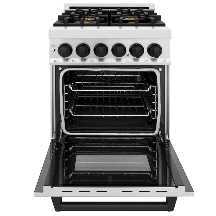 ZLINE Autograph Edition 24 in. 2.8 cu. ft. Dual Fuel Range with Gas Stove and Electric Oven in Stainless Steel with Matte Black Accents (RAZ-24-MB)