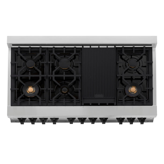 ZLINE Autograph Edition 48 in. 6.0 cu. ft. Dual Fuel Range with Gas Stove and Electric Oven in Stainless Steel with Matte Black Accents (RAZ-48-MB)