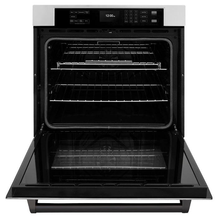 ZLINE Autograph Edition 30 in. Professional True Convection Single Wall Oven with Air Fry and Self Clean in Stainless Steel with Matte Black Handle (WASZ-30-MB)