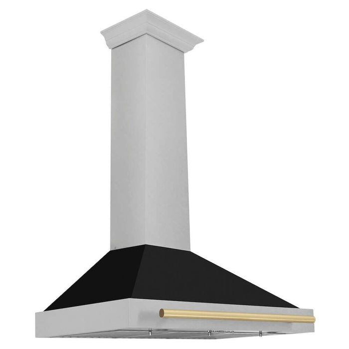 ZLINE Autograph Edition 36 in. Convertible Fingerprint Resistant DuraSnow® Stainless Steel Range Hood with Black Matte Shell and Accent Handle (KB4SNZ-BLM36)