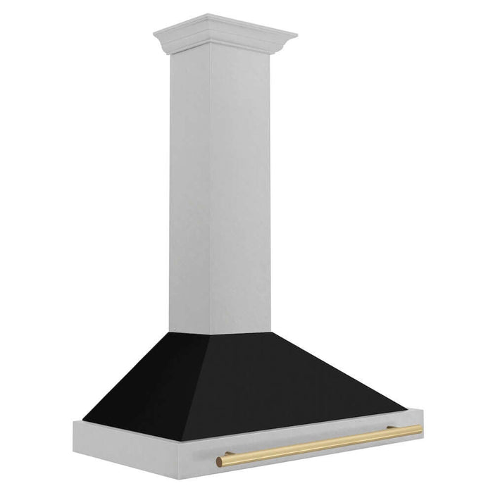 ZLINE Autograph Edition 36 in. Convertible Fingerprint Resistant DuraSnow® Stainless Steel Range Hood with Black Matte Shell and Accent Handle (KB4SNZ-BLM36)