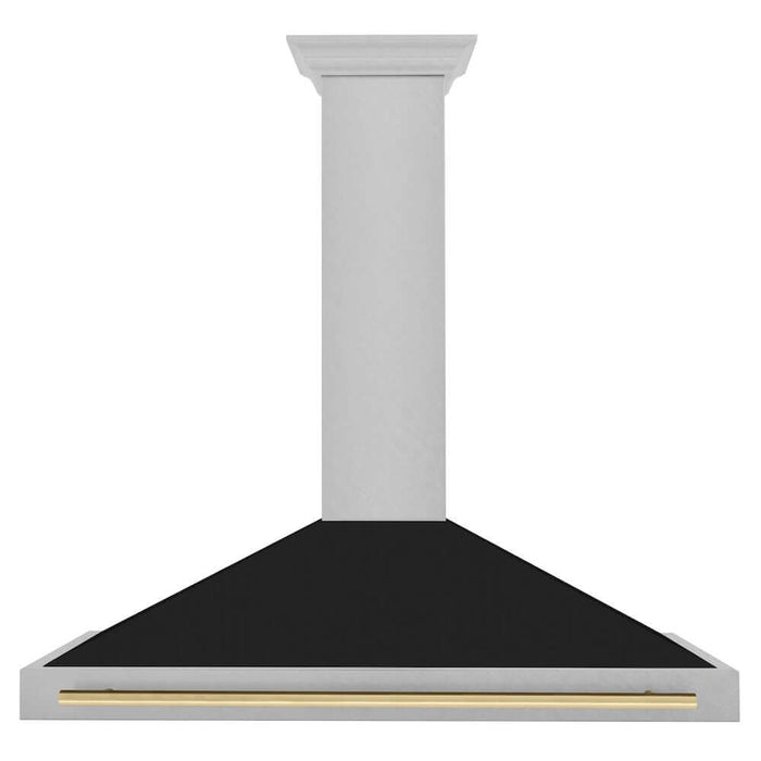 ZLINE Autograph Edition 48 in. Convertible Fingerprint Resistant DuraSnow® Stainless Steel Range Hood with Black Matte Shell and Accent Handle (KB4SNZ-BLM48)