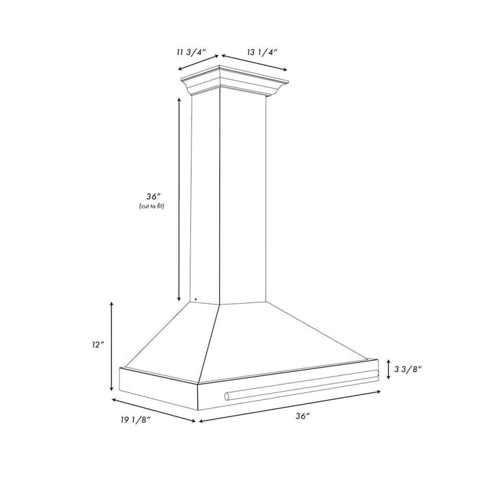 ZLINE Autograph Edition 36 in. Convertible Stainless Steel Range Hood with Black Matte Shell and Accent Handle (KB4STZ-BLM36)