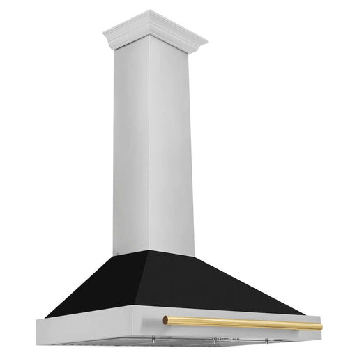 ZLINE Autograph Edition 36 in. Convertible Stainless Steel Range Hood with Black Matte Shell and Accent Handle (KB4STZ-BLM36)