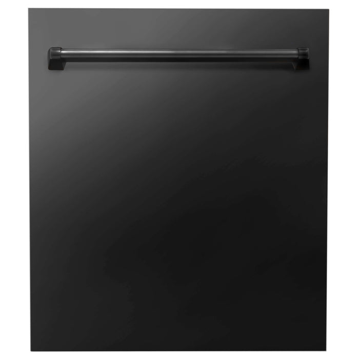 ZLINE 24 in. Black Stainless Top Control Built-In Dishwasher with Stainless Steel Tub and Traditional Style Handle, 52dBa (DW-BS-24)