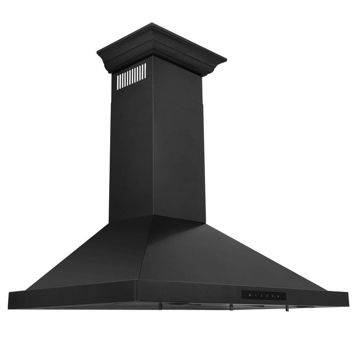 ZLINE Convertible Vent Wall Mount Range Hood in Black Stainless Steel with Crown Molding (BSKBNCRN)