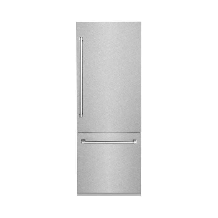 ZLINE 30 in. 16.1 cu. ft. Built-In 2-Door Bottom Freezer Refrigerator with Internal Water and Ice Dispenser in Fingerprint Resistant Stainless Steel (RBIV-SN-30)