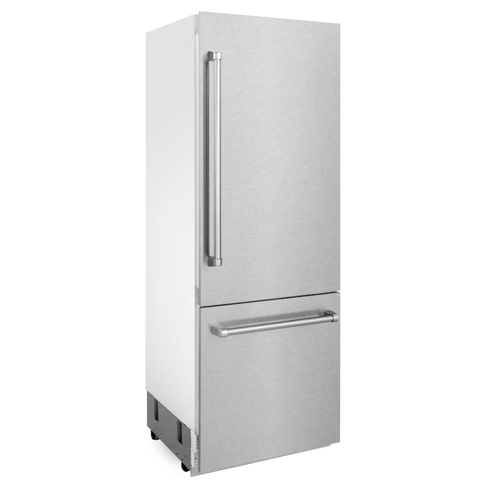 ZLINE 30 in. 16.1 cu. ft. Built-In 2-Door Bottom Freezer Refrigerator with Internal Water and Ice Dispenser in Fingerprint Resistant Stainless Steel (RBIV-SN-30)