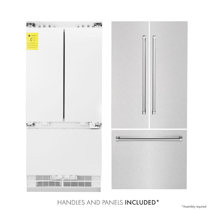 ZLINE 36 in. 19.6 cu. ft. Built-In 3-Door French Door Refrigerator with Internal Water and Ice Dispenser in Fingerprint Resistant Stainless Steel (RBIV-SN-36)