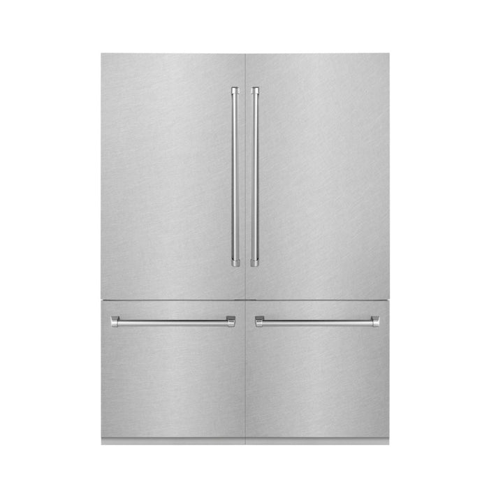 ZLINE 60 in. 32.2 cu. ft. Built-In 4-Door French Door Freezer Refrigerator with Internal Water and Ice Dispenser in Fingerprint Resistant Stainless Steel (RBIV-SN-60)