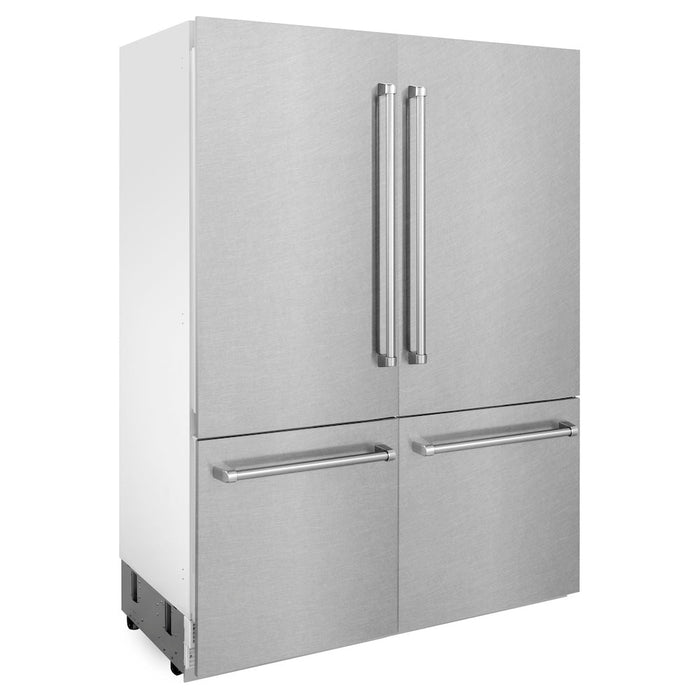 ZLINE 60 in. 32.2 cu. ft. Built-In 4-Door French Door Freezer Refrigerator with Internal Water and Ice Dispenser in Fingerprint Resistant Stainless Steel (RBIV-SN-60)